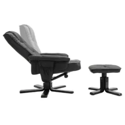 Fauteuil De Relaxation CHARLY Avec Repose-pieds Pouf Siège Pivotant Dossier Iinclinable En Synthétique Noir Et Pieds Noir -Promos Fauteora Magasin fauteuil 13048855