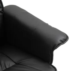 Fauteuil De Relaxation CHARLY Avec Repose-pieds Pouf Siège Pivotant Dossier Iinclinable En Synthétique Noir Et Pieds Noir -Promos Fauteora Magasin fauteuil 13048859