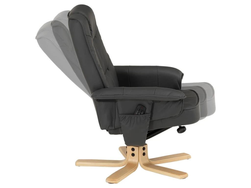 Fauteuil De Relaxation CHARLY Avec Repose-pieds Pouf Siège Pivotant Dossier Inclinable Assise Rembourrée Relax, En Synthétique Gris 5 Fauteuil De Relaxation CHARLY Avec Repose-pieds Pouf Siège Pivotant Dossier Inclinable Assise Rembourrée Relax, En Synthétique Gris – Image 3