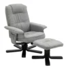 Fauteuil De Relaxation CHARLY Repose-pieds Siège Pivotant Dossier Inclinable Assise Rembourrée Relax, En Tissu Gris Et Pieds Noirs -Promos Fauteora Magasin fauteuil 13048871