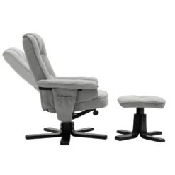 Fauteuil De Relaxation CHARLY Repose-pieds Siège Pivotant Dossier Inclinable Assise Rembourrée Relax, En Tissu Gris Et Pieds Noirs -Promos Fauteora Magasin fauteuil 13048875