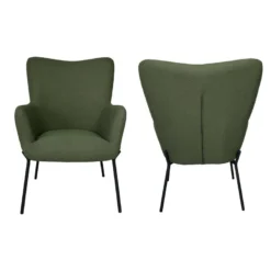 Fauteuil En Tissu Boucle Vert Kaki EIRA - HAPPY GARDEN -Promos Fauteora Magasin fauteuil 13082977