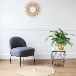 Fauteuil En Tissu Boucle Gris HELMI - HAPPY GARDEN