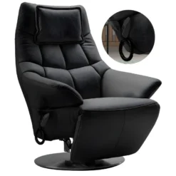 RADONA - Fauteuil Relax Electrique Cuir Noir -Promos Fauteora Magasin fauteuil 13098199