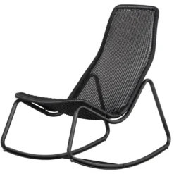 Tom - Rocking-chair En Résine Tressée Et Métal - Couleur - Noir -Promos Fauteora Magasin fauteuil 13288211