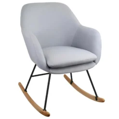 Fauteuil à Bascule Rocking-chair En Tissu Gris