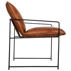 Fauteuil Rétro Industriel En Cuir Cognac Et Structure En Métal Noir -Promos Fauteora Magasin fauteuil 13467895