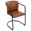 Fauteuil Rétro En Cuir Cognac Et Structure En Métal Noir -Promos Fauteora Magasin fauteuil 13473299