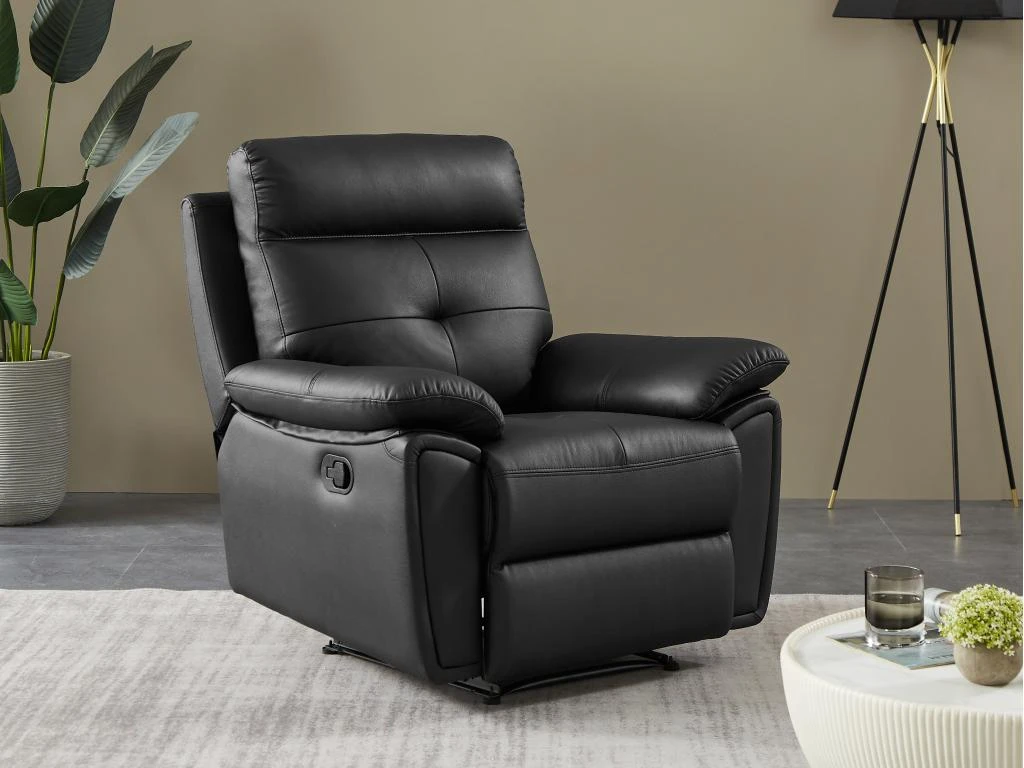 Fauteuil Relax En Cuir Noir VINETA 9 Fauteuil Relax En Cuir Noir VINETA – Image 7