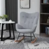 Fauteuil à Bascule Oreilles Rocking Chair Grand Confort Accoudoirs Assise Dossier Garnissage Mousse Haute Densité Aspect Velours Gris -Promos Fauteora Magasin fauteuil 13602339