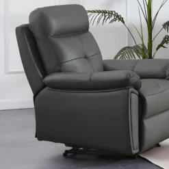 Fauteuil Relax En Cuir Gris VINETA -Promos Fauteora Magasin fauteuil 13621805