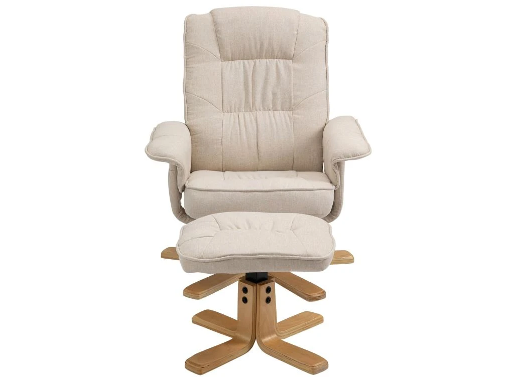 Fauteuil De Relaxation CHARLY Avec Repose-pieds Pouf Siège Pivotant Dossier Inclinable Assise Rembourrée Relax, En Tissu Beige 7 Fauteuil De Relaxation CHARLY Avec Repose-pieds Pouf Siège Pivotant Dossier Inclinable Assise Rembourrée Relax, En Tissu Beige – Image 5