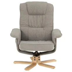 Fauteuil De Relaxation CHARLY Avec Repose-pieds Pouf Siège Pivotant Dossier Inclinable Assise Rembourrée Relax, En Tissu Gris -Promos Fauteora Magasin fauteuil 13669933