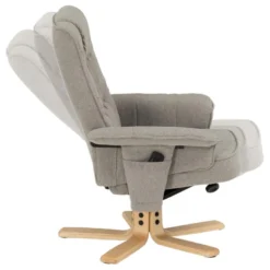 Fauteuil De Relaxation CHARLY Avec Repose-pieds Pouf Siège Pivotant Dossier Inclinable Assise Rembourrée Relax, En Tissu Gris -Promos Fauteora Magasin fauteuil 13669935