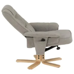 Fauteuil De Relaxation CHARLY Avec Repose-pieds Pouf Siège Pivotant Dossier Inclinable Assise Rembourrée Relax, En Tissu Gris -Promos Fauteora Magasin fauteuil 13669937
