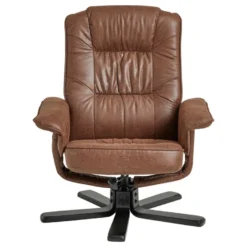 Fauteuil De Relaxation CHARLY Repose-pieds Siège Pivotant Dossier Inclinable Assise Rembourrée, En Tissu Vintage Brun Pieds Noirs -Promos Fauteora Magasin fauteuil 13669943