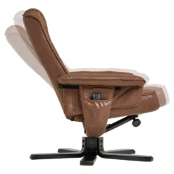 Fauteuil De Relaxation CHARLY Repose-pieds Siège Pivotant Dossier Inclinable Assise Rembourrée, En Tissu Vintage Brun Pieds Noirs -Promos Fauteora Magasin fauteuil 13669945