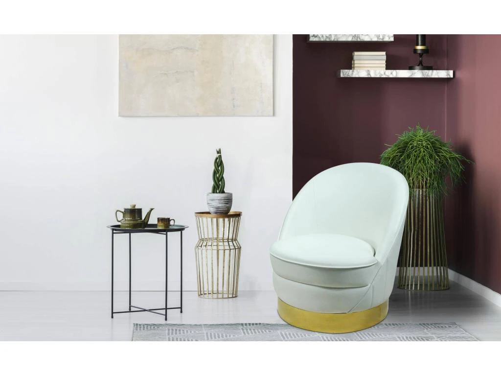 Fauteuil Arrondi Aristy Simili Blanc 7 Fauteuil Arrondi Aristy Simili Blanc – Image 5