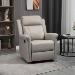 Fauteuil De Relaxation Inclinable Avec Repose-pied Ajustable Revêtement Microfibre Polyester Gris