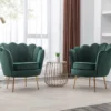 Fauteuil Coquillage En Velours Vert Sapin DANDELION De Pascal Morabito -Promos Fauteora Magasin fauteuil 13898709