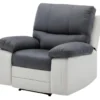 Fauteuil Relax Manuel - Tissu Gris Et Simili Blanc -Promos Fauteora Magasin fauteuil 13903729