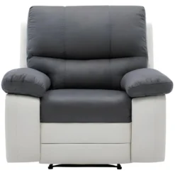Fauteuil Relax Manuel - Tissu Gris Et Simili Blanc -Promos Fauteora Magasin fauteuil 13903733
