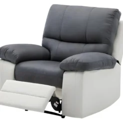 Fauteuil Relax Manuel - Tissu Gris Et Simili Blanc -Promos Fauteora Magasin fauteuil 13903735