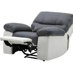 Fauteuil Relax Manuel - Tissu Gris Et Simili Blanc -Promos Fauteora Magasin fauteuil 13903737