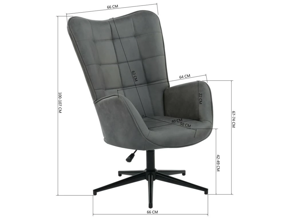 URBAN MEUBLE Fauteuil Scandinave Chaise Pivotant Pour Bureau Salon Chambre Avec Un Revêtement En Velours Des Accoudoirs Rembourés, Métal, Gris, 70*80*100CM 7 URBAN MEUBLE Fauteuil Scandinave Chaise Pivotant Pour Bureau Salon Chambre Avec Un Revêtement En Velours Des Accoudoirs Rembourés, Métal, Gris, 70*80*100CM – Image 5