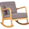 Rocking Chair En Bois Massif Et Tissu Gris -Promos Fauteora Magasin fauteuil 14209939