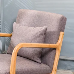 Rocking Chair En Bois Massif Et Tissu Gris -Promos Fauteora Magasin fauteuil 14209945