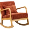 Rocking Chair En Bois Massif Et Tissu Terracotta -Promos Fauteora Magasin fauteuil 14209949
