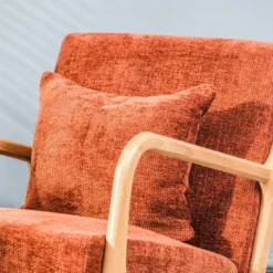 Rocking Chair En Bois Massif Et Tissu Terracotta -Promos Fauteora Magasin fauteuil 14209955