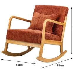 Rocking Chair En Bois Massif Et Tissu Terracotta -Promos Fauteora Magasin fauteuil 14209957