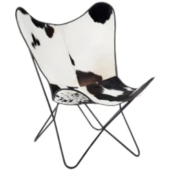 Fauteuil Design Peau De Vache "Papillon" 92cm Noir & Blanc