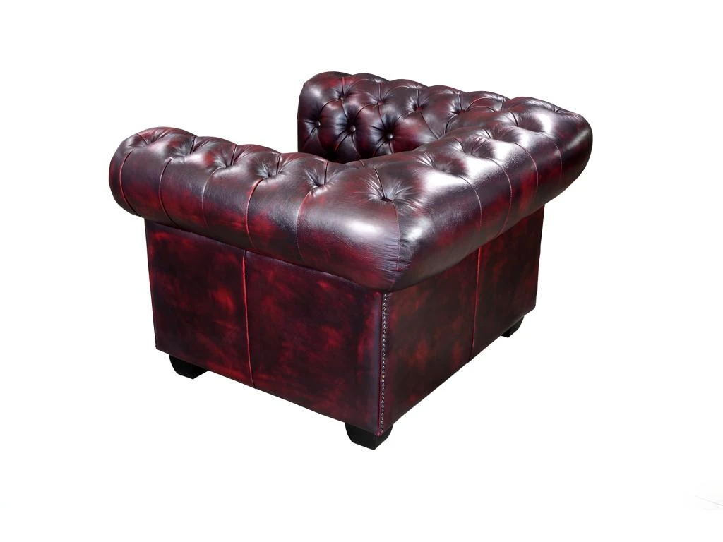 Fauteuil Chesterfield BRENTON 100% Cuir De Buffle - Bordeaux 6 Fauteuil Chesterfield BRENTON 100% Cuir De Buffle - Bordeaux – Image 4