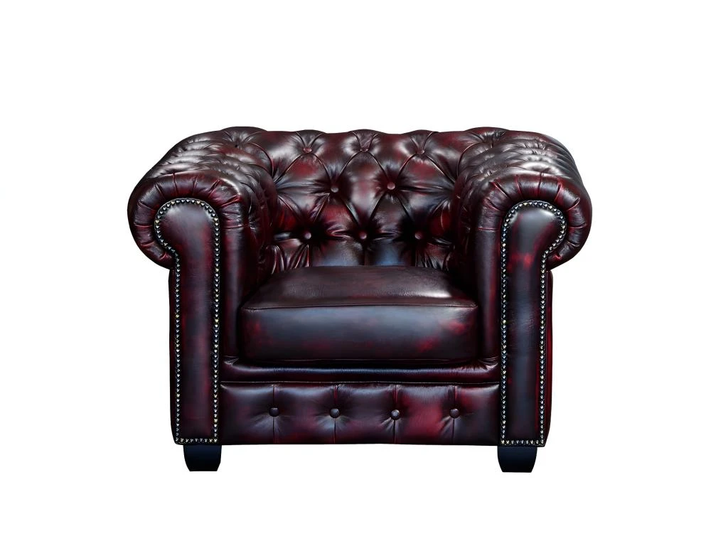 Fauteuil Chesterfield BRENTON 100% Cuir De Buffle - Bordeaux 3 Fauteuil Chesterfield BRENTON 100% Cuir De Buffle - Bordeaux