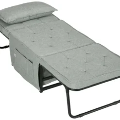 Fauteuil Chaise Longue Lit Pouf 4 En 1 Dossier Inclinable 5 Niveaux Repose-pied Rabattable Châssis Acier Noir Tissu Gris 11 Fauteuil Chaise Longue Lit Pouf 4 En 1 Dossier Inclinable 5 Niveaux Repose-pied Rabattable Châssis Acier Noir Tissu Gris -Promos Fauteora Magasin fauteuil 14392889