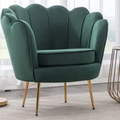 Fauteuil Coquillage En Velours Vert Sapin DANDELION De Pascal Morabito -Promos Fauteora Magasin fauteuil 14440133