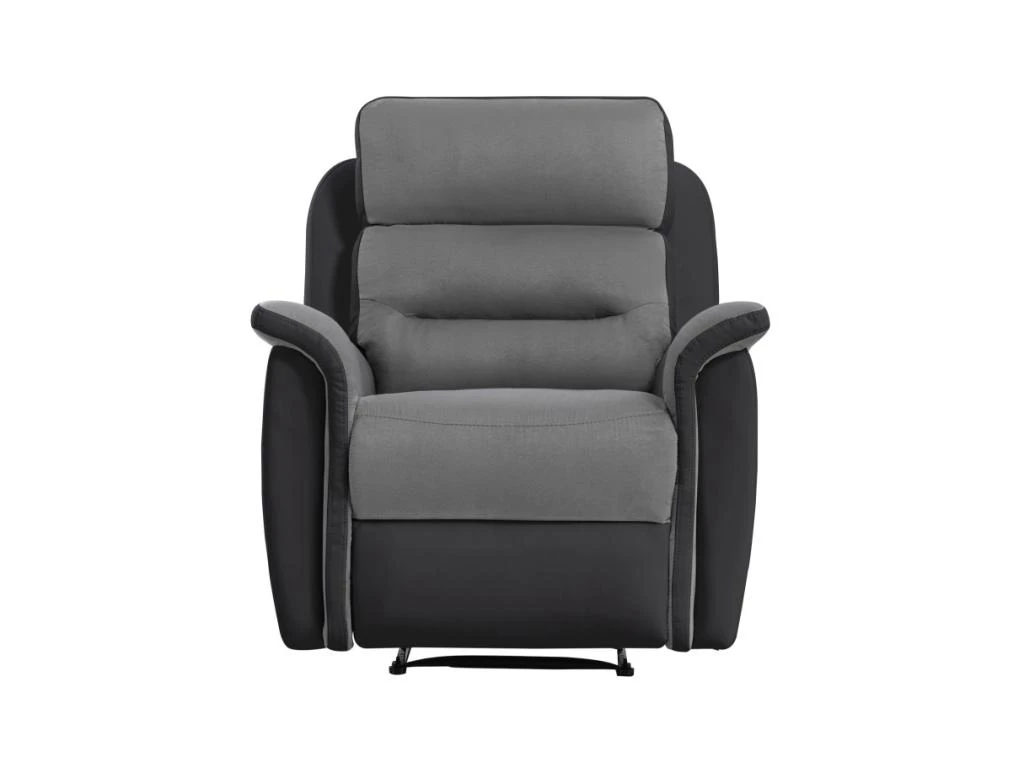 Fauteuil De Relaxation 1 Place En Microfibre Et Simili LÉON - Gris Et Noir 3 Fauteuil De Relaxation 1 Place En Microfibre Et Simili LÉON - Gris Et Noir