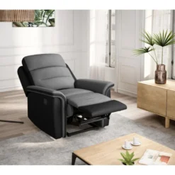 Fauteuil De Relaxation 1 Place En Microfibre Et Simili LÉON - Gris Et Noir 13 Fauteuil De Relaxation 1 Place En Microfibre Et Simili LÉON - Gris Et Noir -Promos Fauteora Magasin fauteuil 14639257