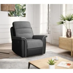 Fauteuil De Relaxation 1 Place En Microfibre Et Simili LÉON - Gris Et Noir 14 Fauteuil De Relaxation 1 Place En Microfibre Et Simili LÉON - Gris Et Noir -Promos Fauteora Magasin fauteuil 14639259
