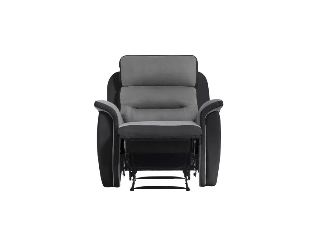 Fauteuil De Relaxation 1 Place En Microfibre Et Simili LÉON - Gris Et Noir 6 Fauteuil De Relaxation 1 Place En Microfibre Et Simili LÉON - Gris Et Noir – Image 4
