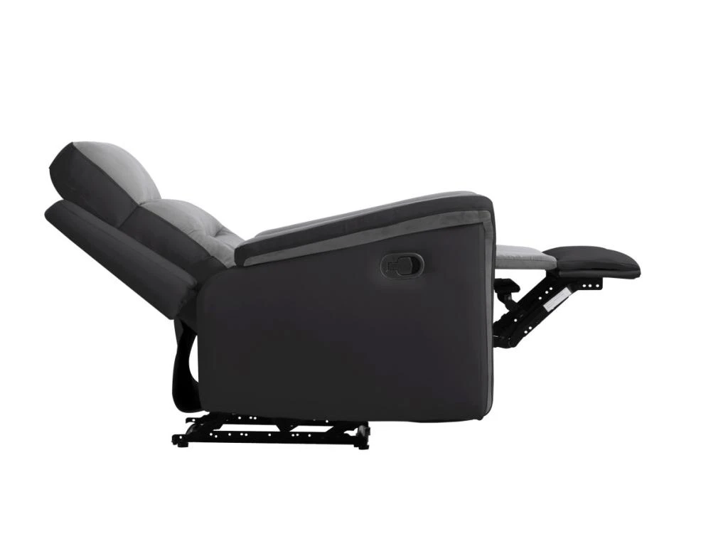 Fauteuil De Relaxation 1 Place En Microfibre Et Simili LÉON - Gris Et Noir 7 Fauteuil De Relaxation 1 Place En Microfibre Et Simili LÉON - Gris Et Noir – Image 5