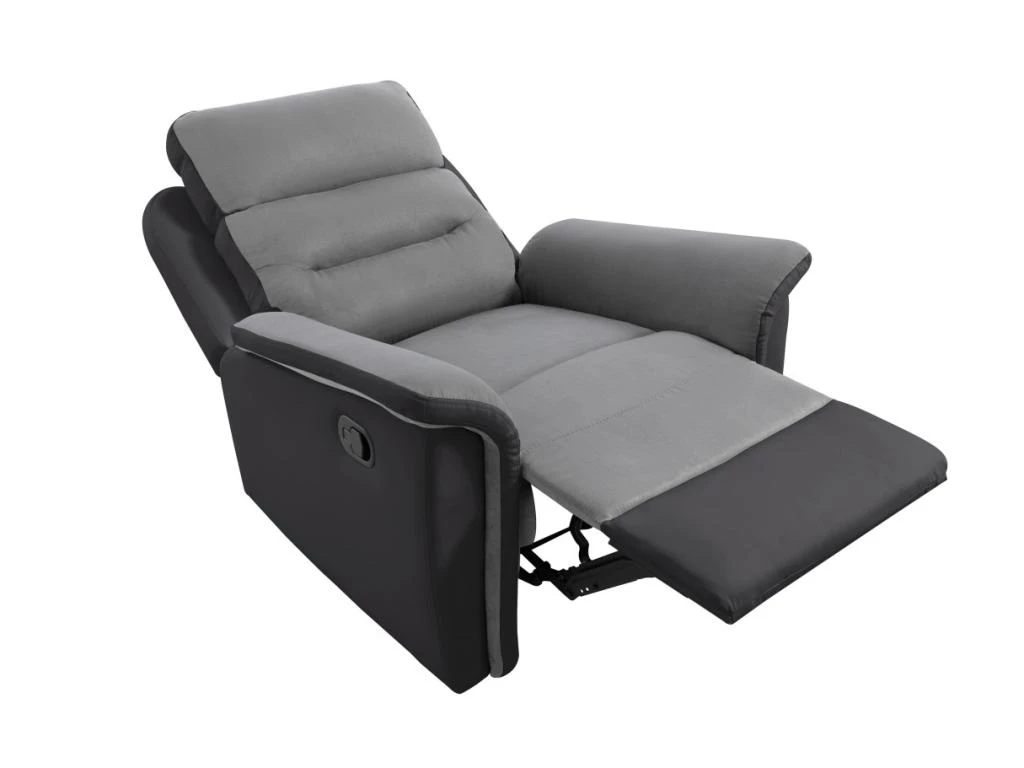 Fauteuil De Relaxation 1 Place En Microfibre Et Simili LÉON - Gris Et Noir 8 Fauteuil De Relaxation 1 Place En Microfibre Et Simili LÉON - Gris Et Noir – Image 6