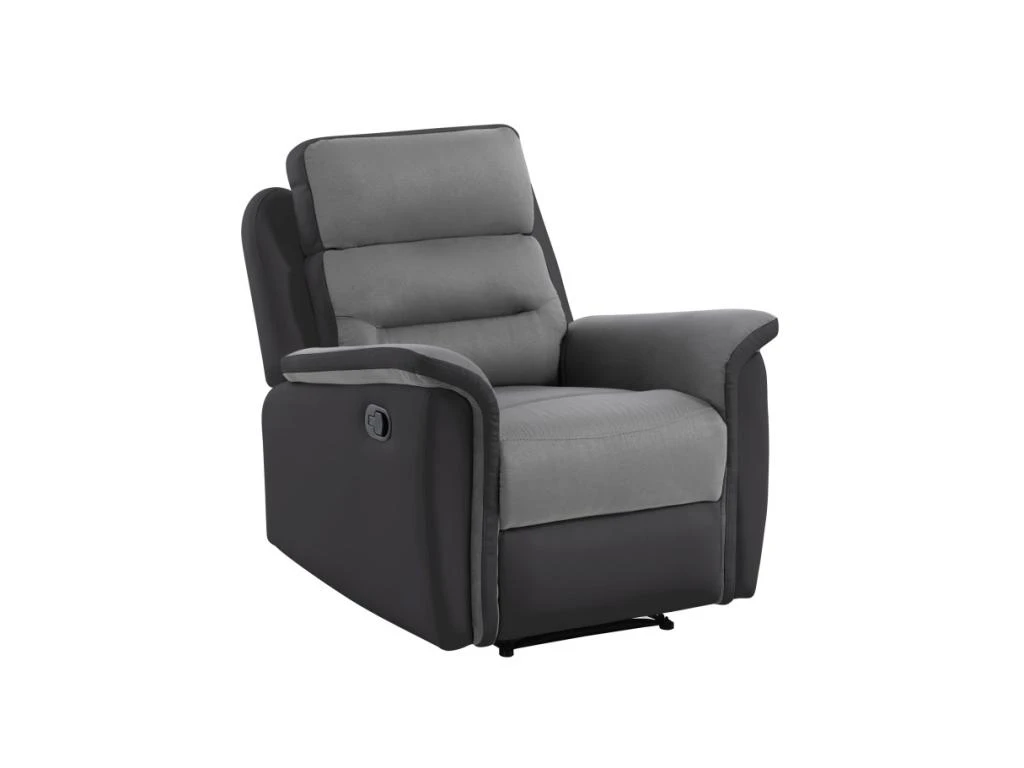 Fauteuil De Relaxation 1 Place En Microfibre Et Simili LÉON - Gris Et Noir 10 Fauteuil De Relaxation 1 Place En Microfibre Et Simili LÉON - Gris Et Noir – Image 8