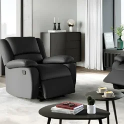 Fauteuil Relaxation 1 Place Simili Cuir DETENTE - Noir -Promos Fauteora Magasin fauteuil 14639317