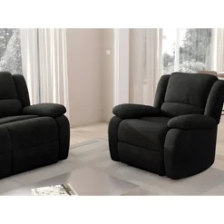 Fauteuil Relaxation 1 Place Microfibre Noire DETENTE -Promos Fauteora Magasin fauteuil 14639393