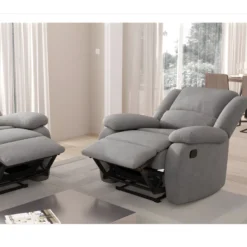 Fauteuil Relaxation 1 Place Microfibre Grise DETENTE -Promos Fauteora Magasin fauteuil 14639439