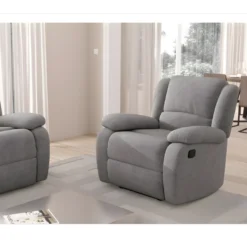 Fauteuil Relaxation 1 Place Microfibre Grise DETENTE -Promos Fauteora Magasin fauteuil 14639441